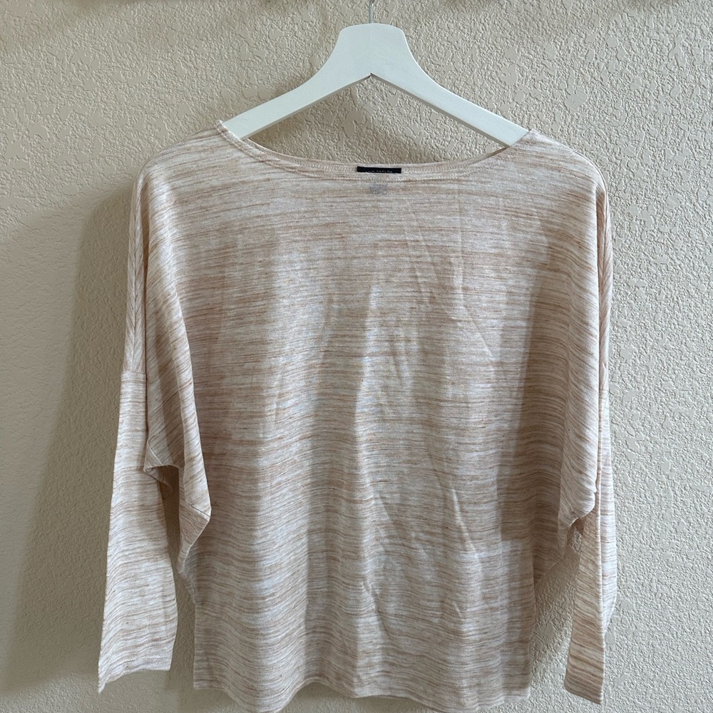 Ann Taylor Light Tan Crew Neck 3/4 Sleeve